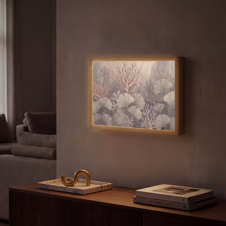 Plant - Bladeren - Zee - Illustratie - Groen Light Box met batterij (Wandlamp) middel -sfeer1