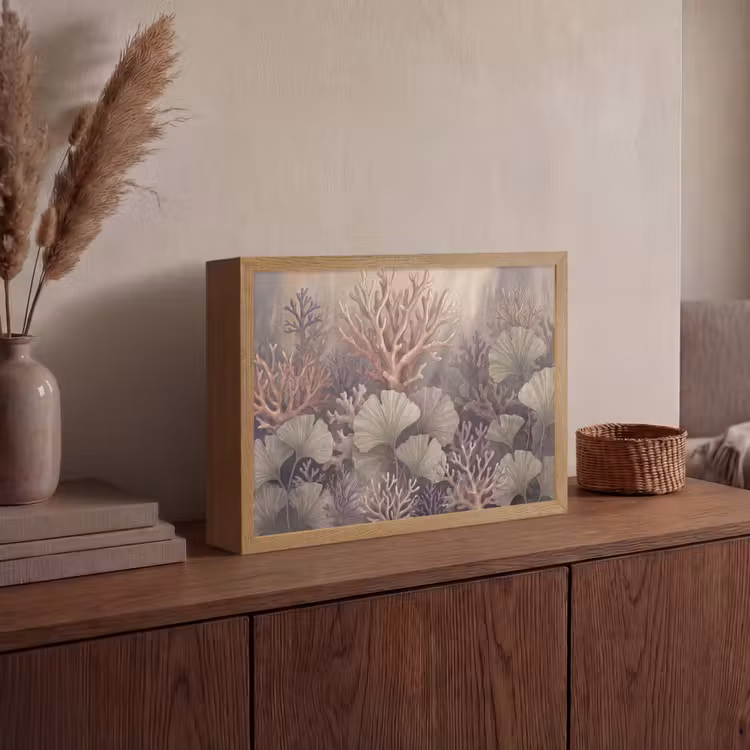 Plant - Bladeren - Zee - Illustratie - Groen Light Box met batterij (Wandlamp) middel -sfeer2