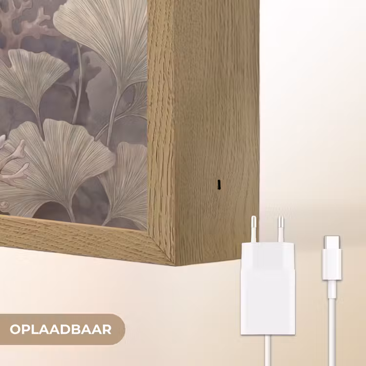 Plant - Bladeren - Zee - Illustratie - Groen Light Box met batterij (Wandlamp) middel -USP_websiteoplaadbaarNL