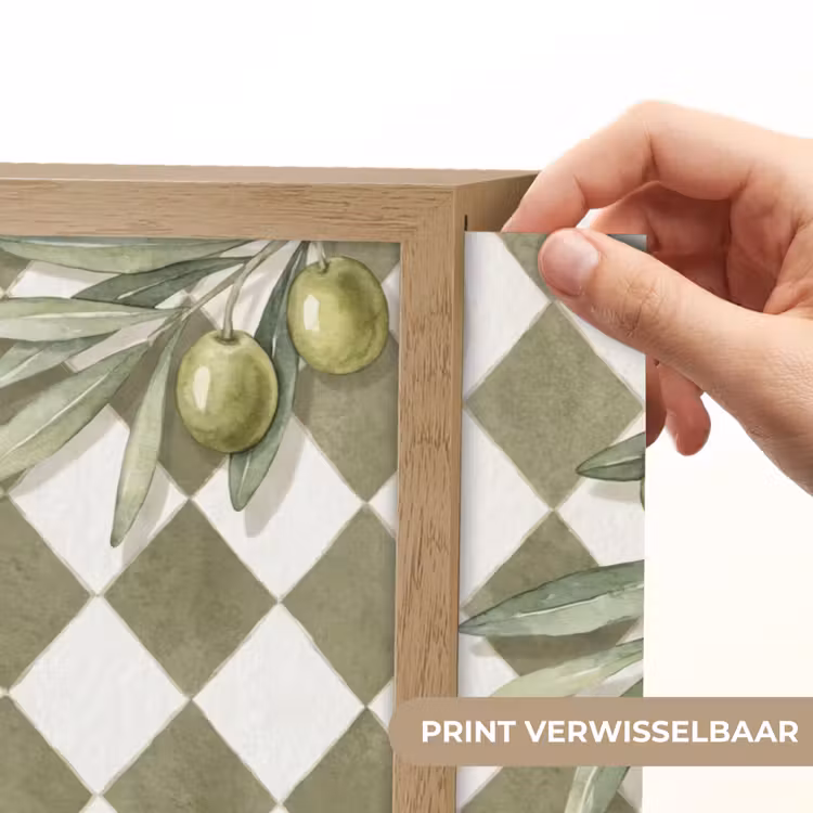 Plant - Olijftakken - Waterverf - Mediterraan - Groen Light Box met batterij (Wandlamp) middel -USP_websiteprintNL