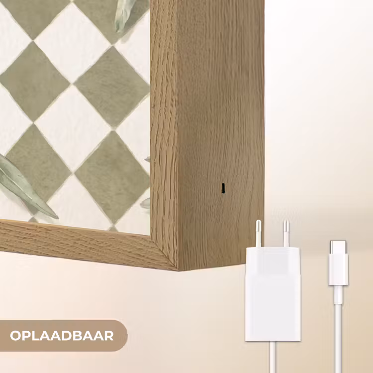 Plant - Olijftakken - Waterverf - Mediterraan - Groen Light Box met batterij (Wandlamp) middel -USP_websiteoplaadbaarNL