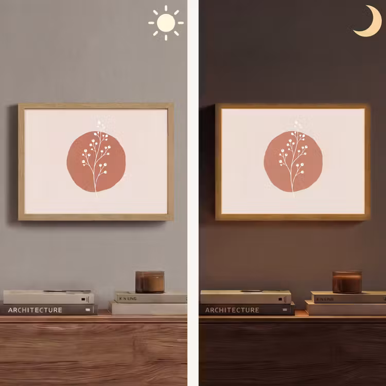 Plant - Tak - Abstract - Modern - Wit Light Box met batterij (Wandlamp) middel -sfeer3