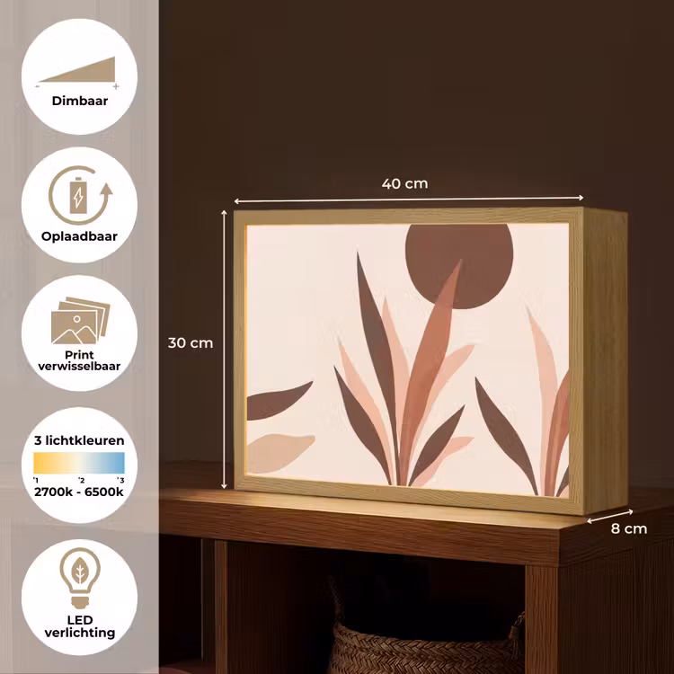 Planten - Abstract - Natuur - Bruin Light Box met batterij (Wandlamp) middel -USP_websiteoverzichtNL