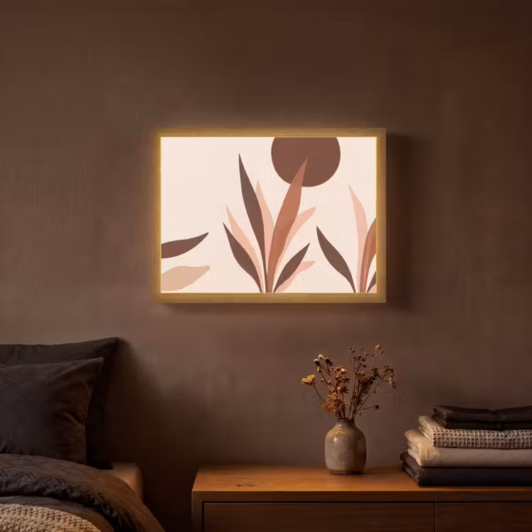 Planten - Abstract - Natuur - Bruin Light Box met batterij (Wandlamp) middel -sfeer4