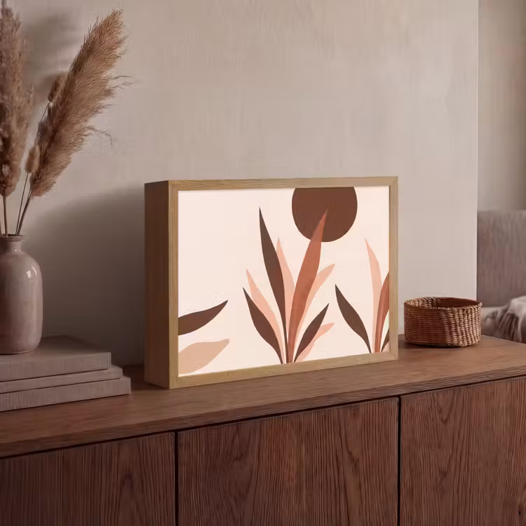Planten - Abstract - Natuur - Bruin Light Box met batterij (Wandlamp) middel -sfeer2