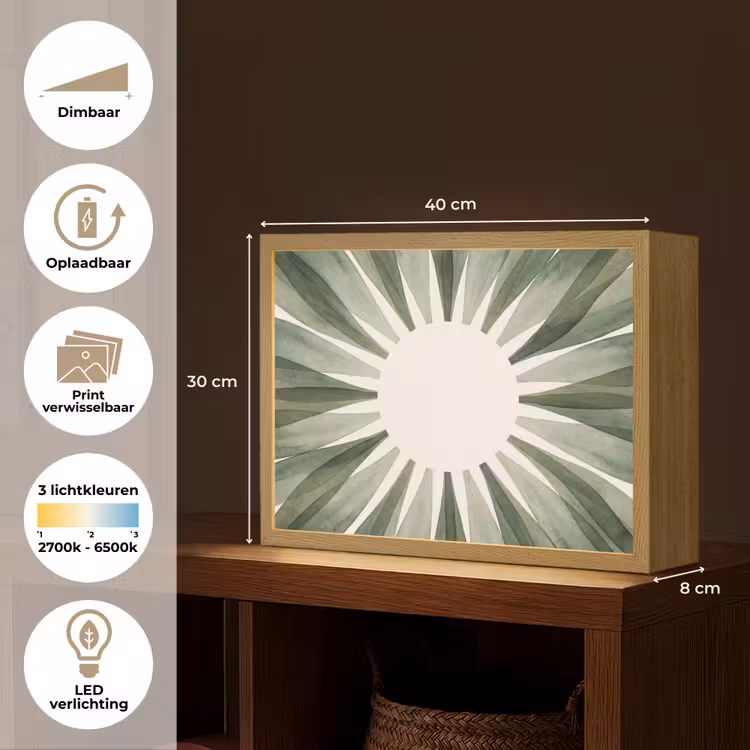 Planten - Abstract - Waterverf - Groen - Natuur Light Box met batterij (Wandlamp) middel -USP_websiteoverzichtNL