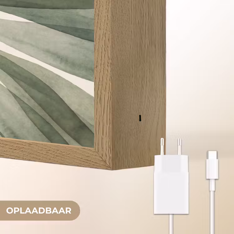 Planten - Abstract - Waterverf - Groen - Natuur Light Box met batterij (Wandlamp) middel -USP_websiteoplaadbaarNL