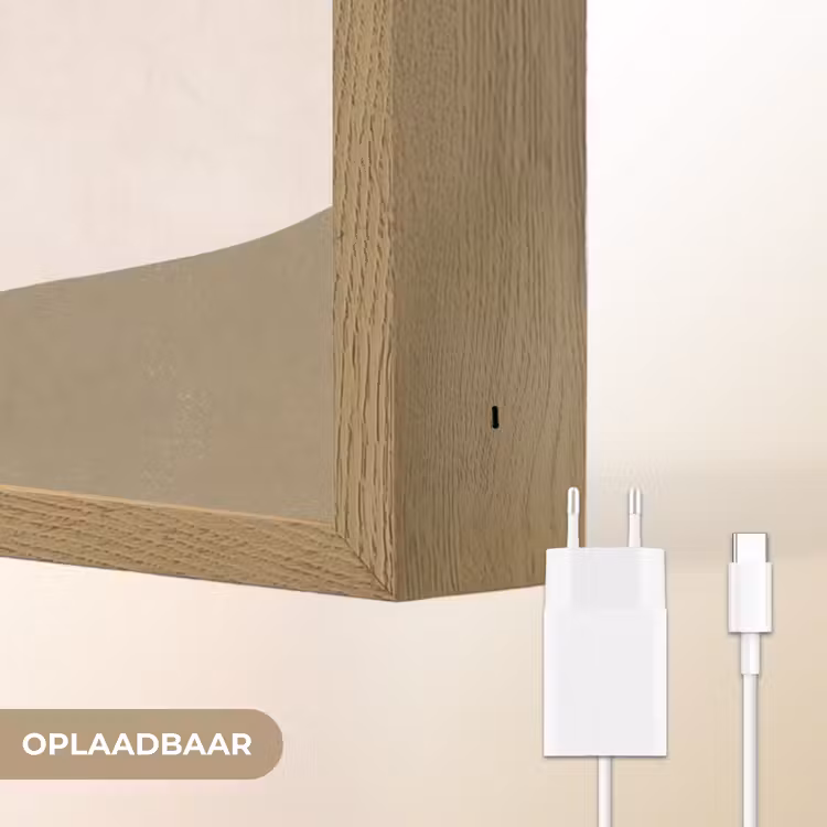 Planten - Bladeren - Abstract - Modern - Beige Light Box met batterij (Wandlamp) middel -USP_websiteoplaadbaarNL
