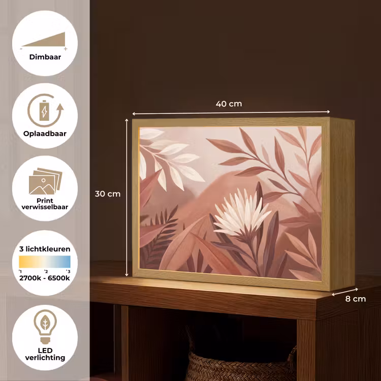 Planten - Bladeren - Botanisch - Modern - Bruin Light Box met batterij (Wandlamp) middel -USP_websiteoverzichtNL