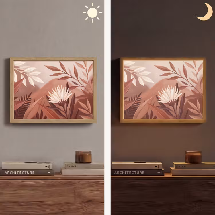 Planten - Bladeren - Botanisch - Modern - Bruin Light Box met batterij (Wandlamp) middel -sfeer3