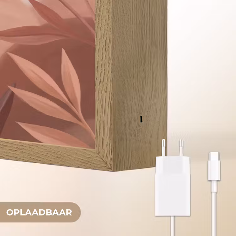 Planten - Bladeren - Botanisch - Modern - Bruin Light Box met batterij (Wandlamp) middel -USP_websiteoplaadbaarNL