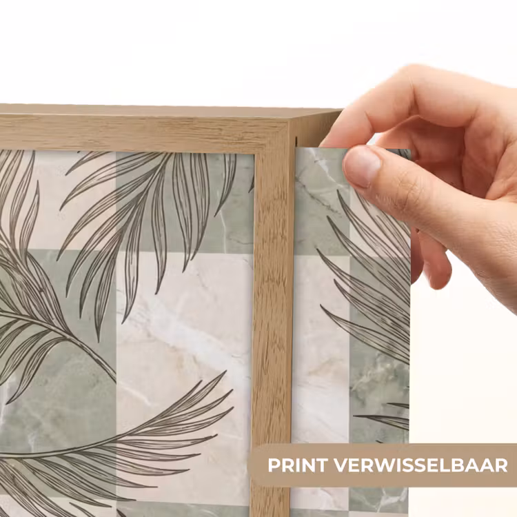 Planten - Bladeren - Marmer - Modern - Groen Light Box met batterij (Wandlamp) middel -USP_websiteprintNL