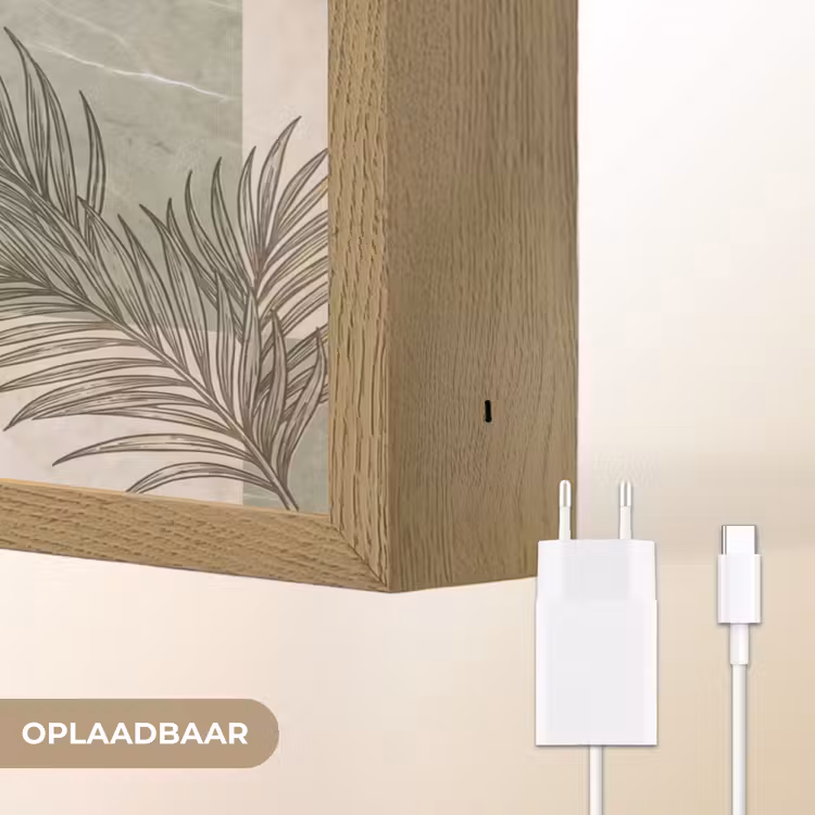 Planten - Bladeren - Marmer - Modern - Groen Light Box met batterij (Wandlamp) middel -USP_websiteoplaadbaarNL