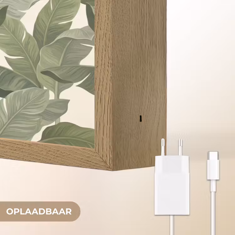 Planten - Bladeren - Tropisch - Groen Light Box met batterij (Wandlamp) middel -USP_websiteoplaadbaarNL