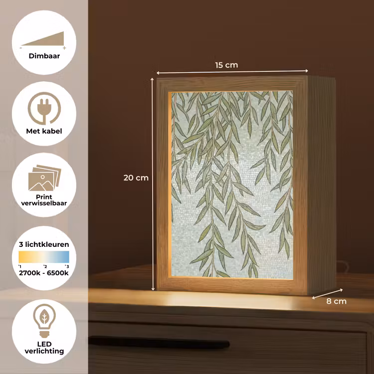 Planten - Mozaïek - Patroon - Groen - Blauw Light Box met kabel (Wandlamp) klein -USP_websiteoverzichtNL