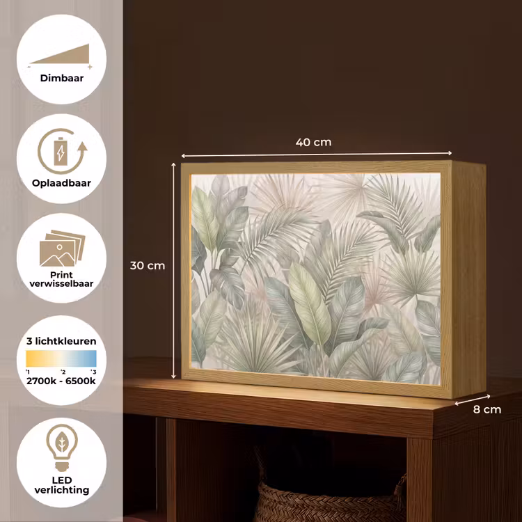 Planten - Tropisch - Bladeren - Groen - Natuur Light Box met batterij (Wandlamp) middel -USP_websiteoverzichtNL
