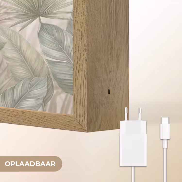Planten - Tropisch - Bladeren - Groen - Natuur Light Box met batterij (Wandlamp) middel -USP_websiteoplaadbaarNL