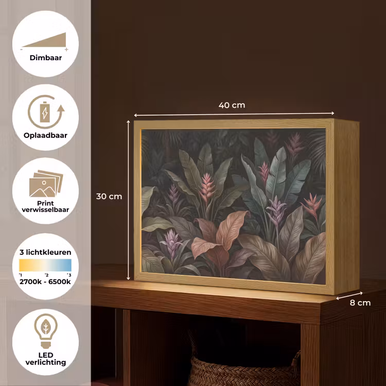 Planten - Tropisch - Jungle - Donker - Natuur Light Box met batterij (Wandlamp) middel -USP_websiteoverzichtNL