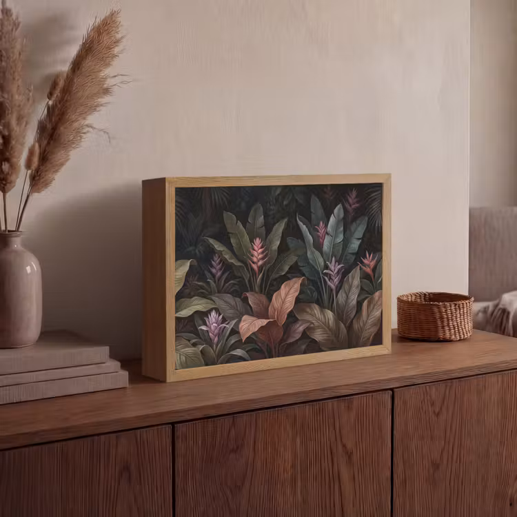 Planten - Tropisch - Jungle - Donker - Natuur Light Box met batterij (Wandlamp) middel -sfeer2