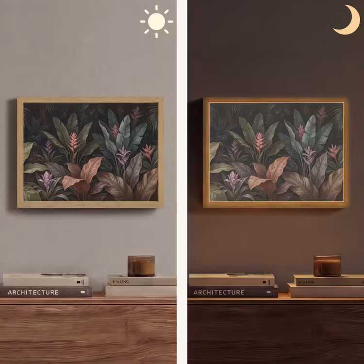 Planten - Tropisch - Jungle - Donker - Natuur Light Box met batterij (Wandlamp) middel -sfeer3