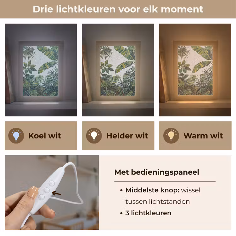 Planten - Tropisch - Mozaïek - Groen - Natuur Light Box met kabel (Wandlamp) klein -USP_lichtkleurNL