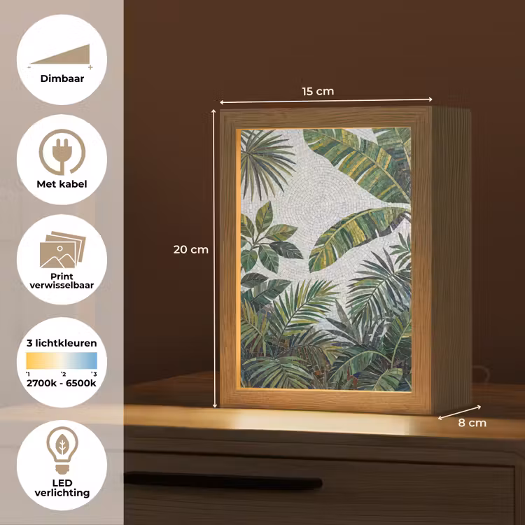 Planten - Tropisch - Mozaïek - Groen - Natuur Light Box met kabel (Wandlamp) klein -USP_websiteoverzichtNL