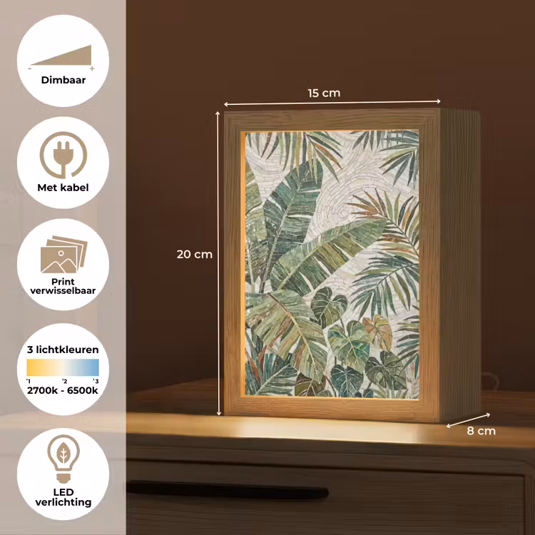 Planten - Tropisch - Mozaïek - Natuur - Groen Light Box met kabel (Wandlamp) klein -USP_websiteoverzichtNL