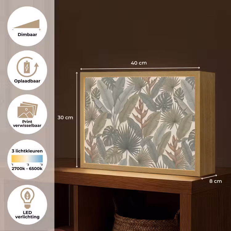 Planten - Tropisch - Natuur - Illustratie - Groen Light Box met batterij (Wandlamp) middel -USP_websiteoverzichtNL