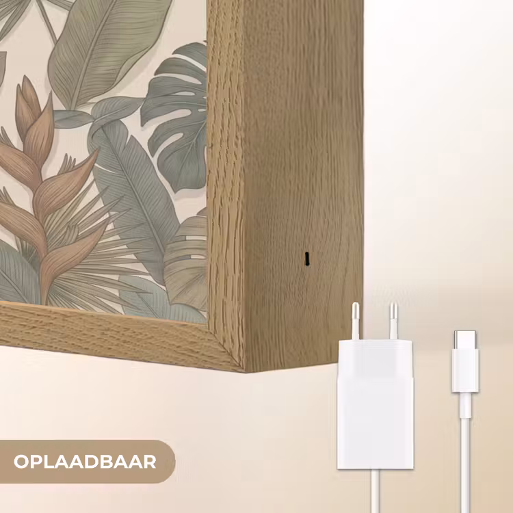 Planten - Tropisch - Natuur - Illustratie - Groen Light Box met batterij (Wandlamp) middel -USP_websiteoplaadbaarNL
