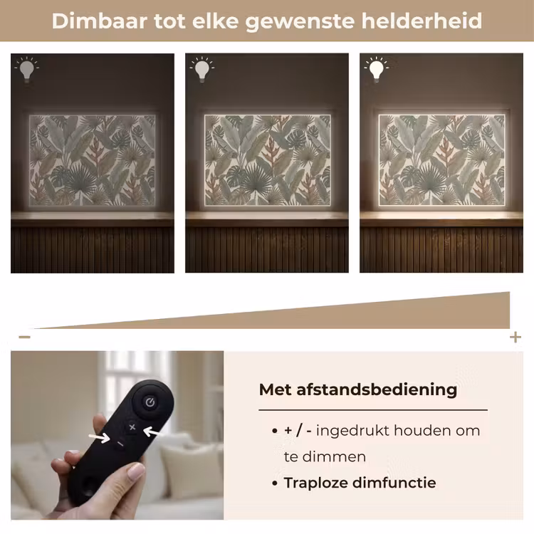 Planten - Tropisch - Natuur - Illustratie - Groen Light Box met batterij (Wandlamp) middel -USP_dimbaarNL