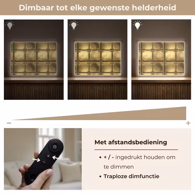 Platen - Industrieel - Stoer - Goud Light Box met batterij (Wandlamp) middel 907 -USP_dimbaarNL