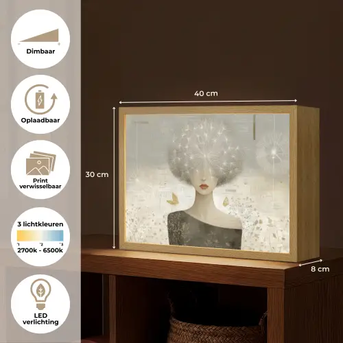 Pluis - Vrouw - Beige Light Box met batterij (Wandlamp) middel -USP_websiteoverzichtNL