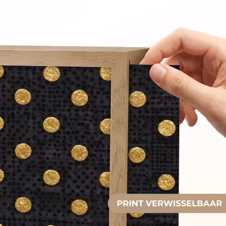Polka Dot - Stippen - Goud - Zwart Light Box met batterij (Wandlamp) middel 907 -USP_websiteprintNL