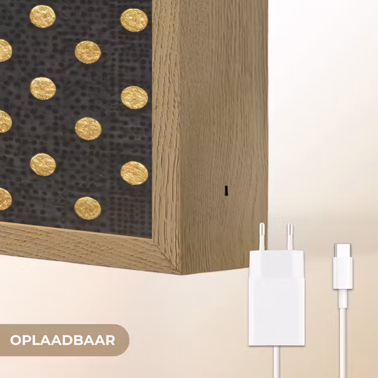 Polka Dot - Stippen - Goud - Zwart Light Box met batterij (Wandlamp) middel 907 -USP_websiteoplaadbaarNL