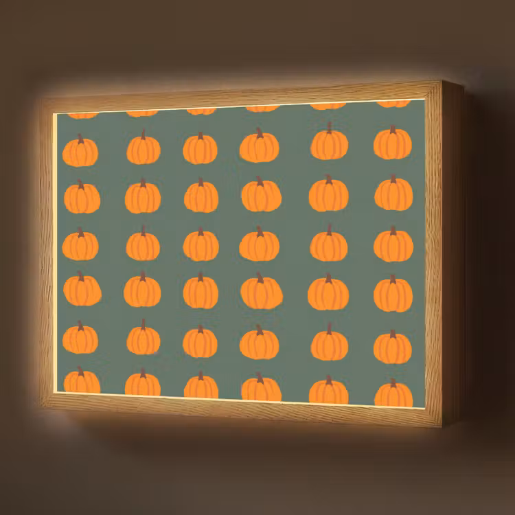 Pompoen - Patroon - Oranje Light Box met batterij (Wandlamp) middel 907 -z3d_website