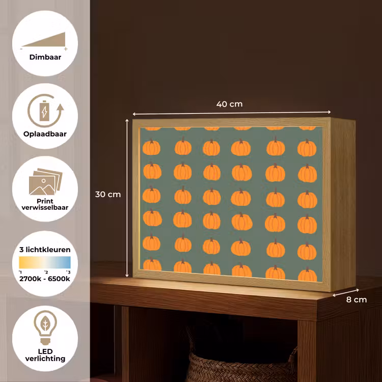 Pompoen - Patroon - Oranje Light Box met batterij (Wandlamp) middel 907 -USP_websiteoverzichtNL
