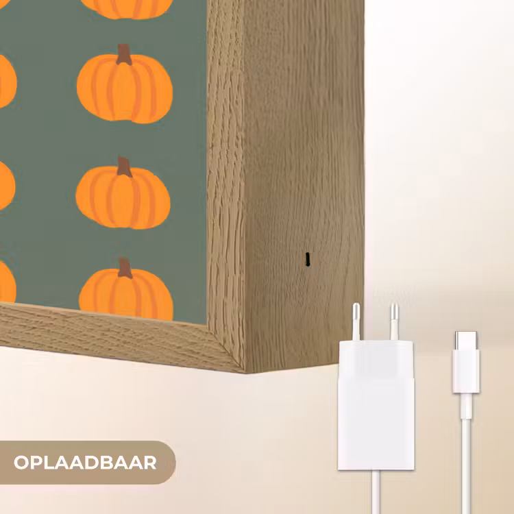 Pompoen - Patroon - Oranje Light Box met batterij (Wandlamp) middel 907 -USP_websiteoplaadbaarNL
