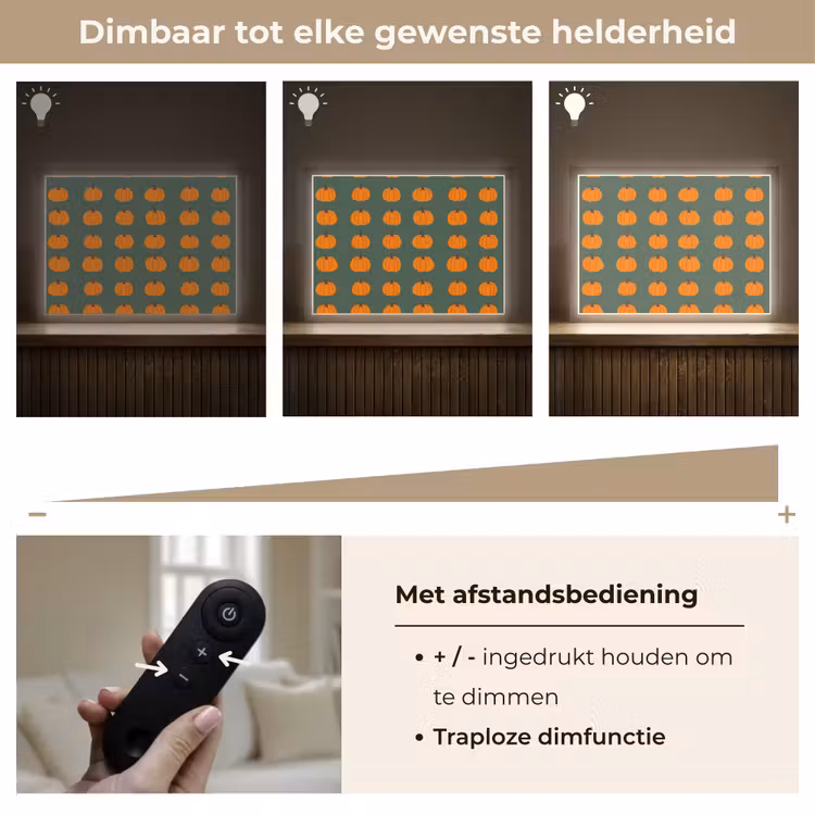 Pompoen - Patroon - Oranje Light Box met batterij (Wandlamp) middel 907 -USP_dimbaarNL