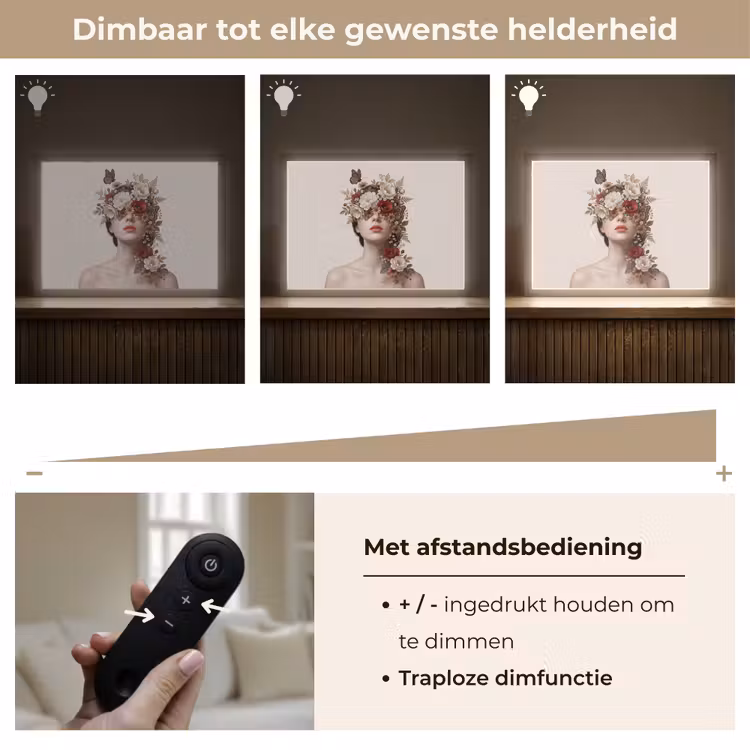 Portret - Bloemen - Cremé Light Box met batterij (Wandlamp) middel -USP_dimbaarNL