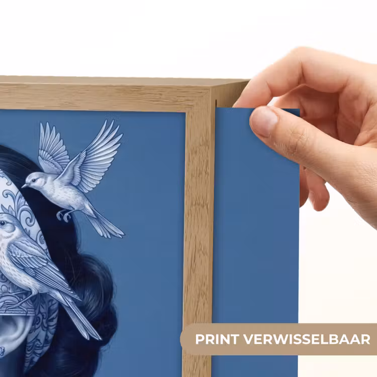 Portret - Klassiek - Wit - Blauw Light Box met batterij (Wandlamp) middel -USP_websiteprintNL
