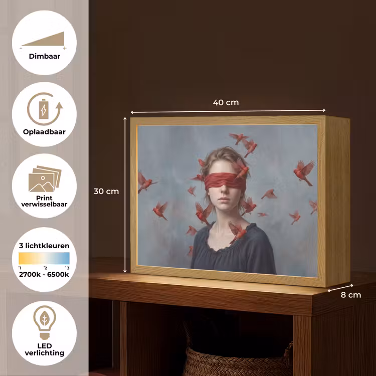 Portret - Krachtig - Rood Light Box met batterij (Wandlamp) middel -USP_websiteoverzichtNL