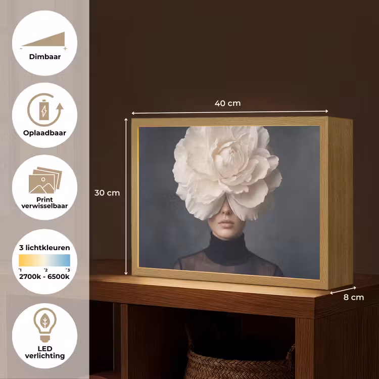 Portret - Mysterieus - Wit Light Box met batterij (Wandlamp) middel -USP_websiteoverzichtNL