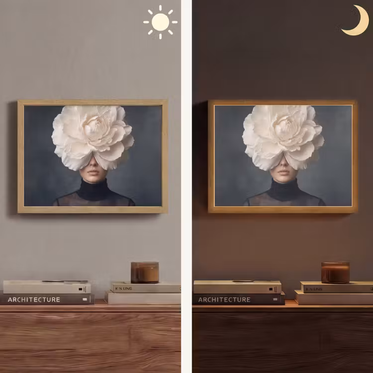 Portret - Mysterieus - Wit Light Box met batterij (Wandlamp) middel -sfeer3