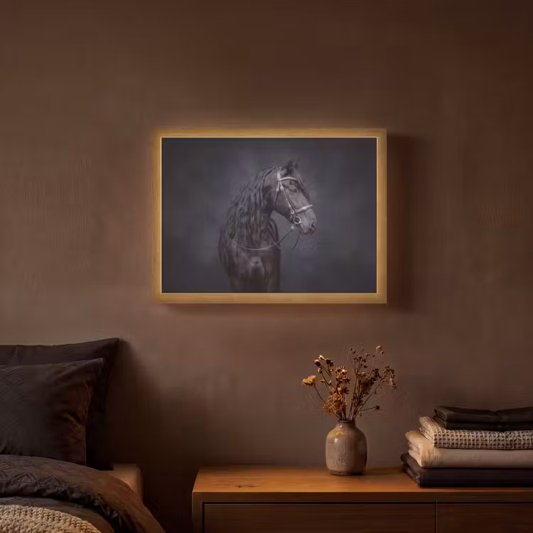 Portret - Paard - Donker Light Box met batterij (Wandlamp) middel -sfeer4