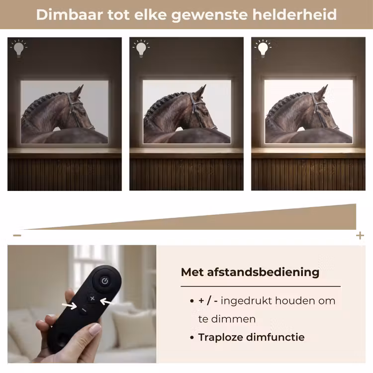 Portret - Paard - Elegant Light Box met batterij (Wandlamp) middel -USP_dimbaarNL