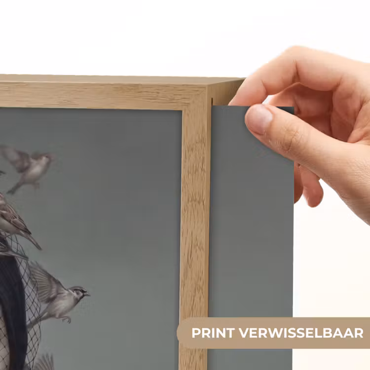 Portret - Vogels - Zwart Light Box met batterij (Wandlamp) middel -USP_websiteprintNL