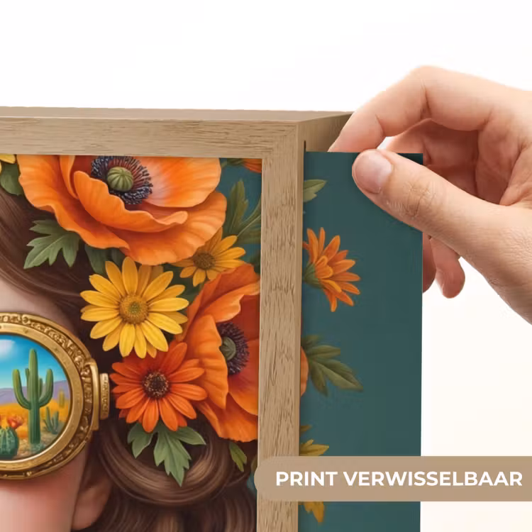 Portret - Vrouw - Kleurrijk - Expressief Light Box met batterij (Wandlamp) middel -USP_websiteprintNL