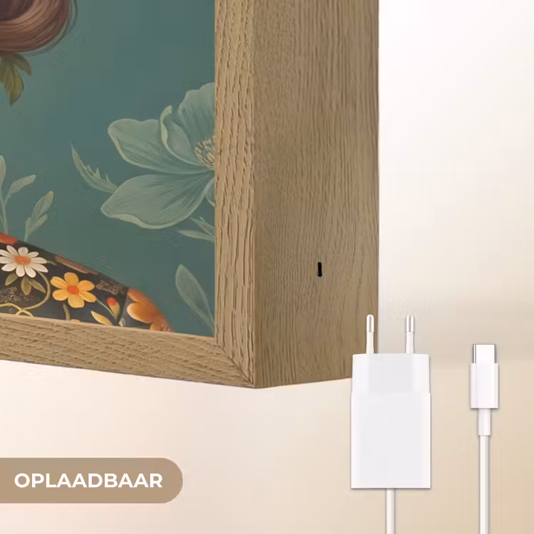 Portret - Vrouw - Kleurrijk - Expressief Light Box met batterij (Wandlamp) middel -USP_websiteoplaadbaarNL