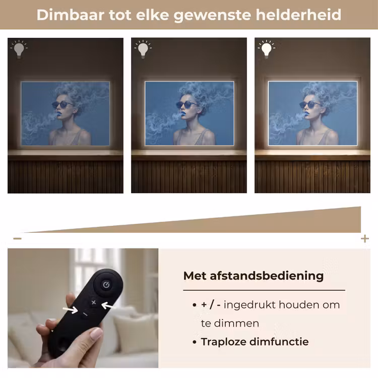 Portret - Zonnebril - Rook - Abstract - Blauw Light Box met batterij (Wandlamp) middel -USP_dimbaarNL