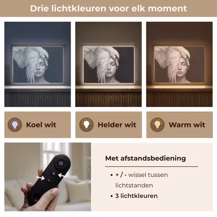 Portret - Zwaan - Zwart - Wit Light Box met batterij (Wandlamp) middel -USP_lichtkleurNL